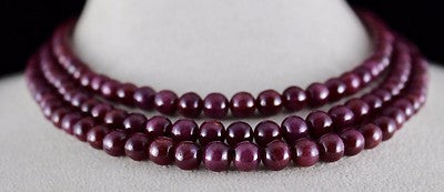 Certified Natural Red Ruby Necklace 638ct Round Beads Precious Gemstone 3l