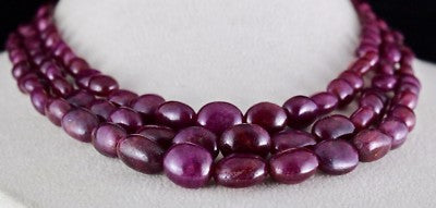 Certified Natural Untreated Ruby 568 Ct Beads Cabochon Gemstone Necklace