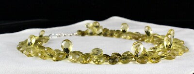 Natural Lemon Quartz 665ct Tear Drop Gemstone Necklace Beads 1 Line