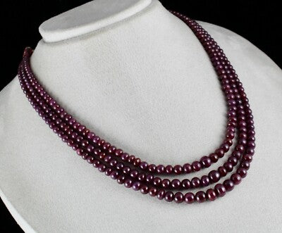 Certified Natural Ruby 410 Cts Round Beaded Necklace For Women