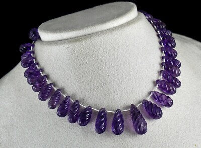 Natural Amethyst 197 Ct Carved Tear Drops 31 Pcs Gemstone Designing