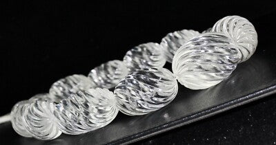 Certified Natural White Rock Crystal Quartz Oval Beads 13 Pcs 3725 Ct Gemstone