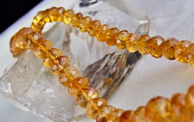 Natural Yellow Citrine Faceted Round Necklace For Party 509ct Beads Gemstone 1l