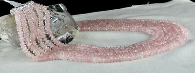 Natural Pink Rose Quartz 749 Ct Beads Gemstone Fashion Necklace 6 Line