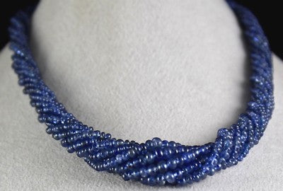 Certified Vintage Natural Blue Sapphire 483 Ct Beads Necklace For Women