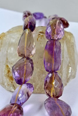 Certified Ametrine Faceted 778 Ct Cabochon Gemstone Beads Necklace