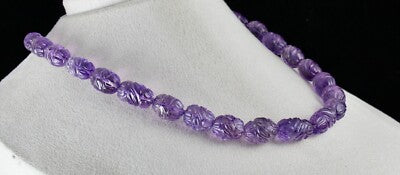 Certified Antique Engraved Amethyst 511 Ct Sterling Silver Long Necklace