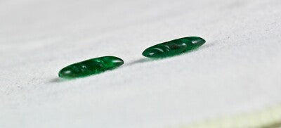 Zambia Natural Emerald Carved Leaves Pair 2.88ct Gemstone For Earrings