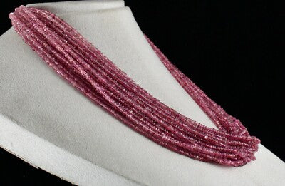 Certified Natural Pink Tourmaline 917ct Beaded Necklace Sterling Silver Clasp