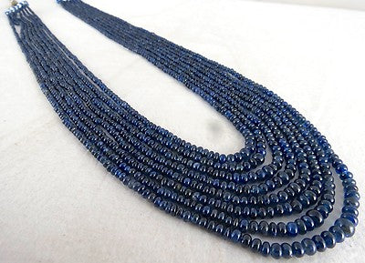 Certified Natural Blue Sapphire 405 Ct Beads Round Vintage Necklace