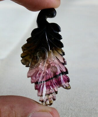 Certified Natural Multi Tourmaline Carved Leaves 3 Pcs 108 Ct Gemstone Earrings