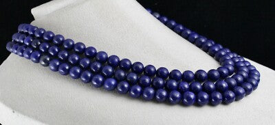 Certified Natural Blue Lapis Lazuli Beads 11mm 1280ct Necklace For Women