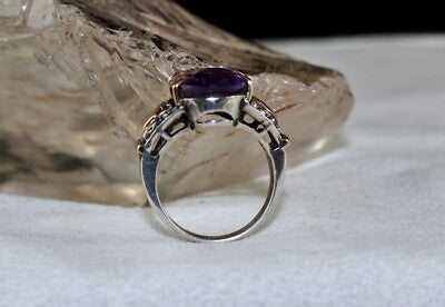 Natural Ametrine 10ct Oval Cut Natural Diamond 18k Gold Silver Vintage Ring