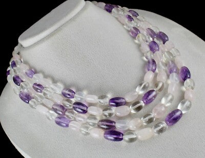 Multi Natural Semi Precious Gemstone Necklace 1080 Cts Fashion Beads Cabochon