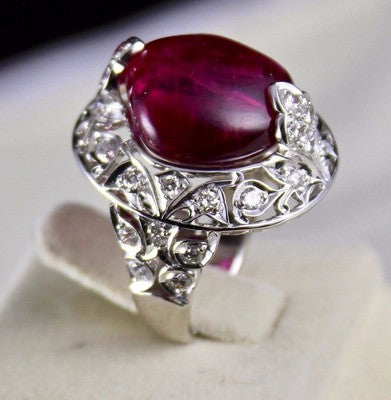 Certified Classic Natural Rubellite Pink Tourmaline Diamond 18k Gold Ring