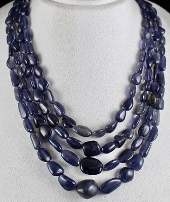 Blue Natural Iolite Cabochon 875ct Gemstone Ladies Necklace For Wedding
