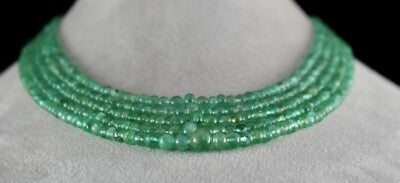 Certified Natural Emerald 354ct Round Beads Gemstone Important Necklace
