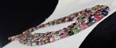 Certified Natural Multi Colour Tourmaline 847 Ct Gemstone 7 Line Beads Necklace