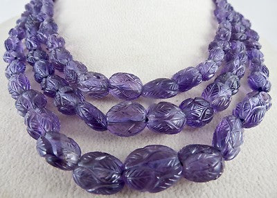 Certified Natural Amethyst Cabochon Beads 564ct Gemstone Necklace