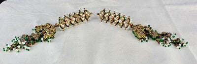 Certified Antique Natural Diamond 10ct Pearl 22k Gold Kundan Peacock Earrings