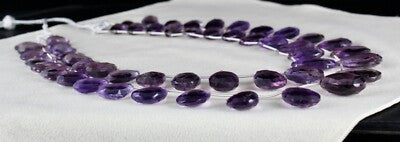 Certified Natural Amethyst Tear Drop Beads Necklace 783ct 24mm 755 Carats