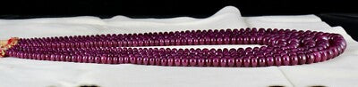 Certified Natural Unheated Ruby Beads Necklace, 1557 Ct Round 12mm, 5 Line