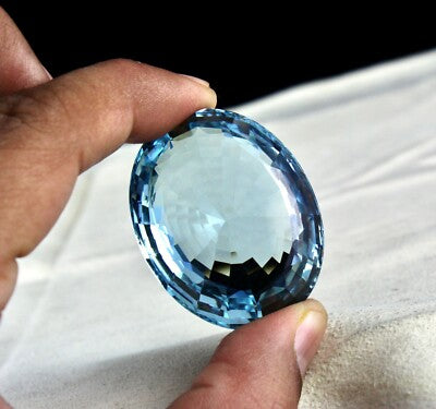 Certified Oval Blue Topaz 257 Ct Pendant 44x34mm Semi Precious Gemstone Women