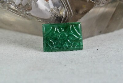 Natural Emerald 3.64 Ct Rectangle Carved Gemstone For Ring Pendant Brooch