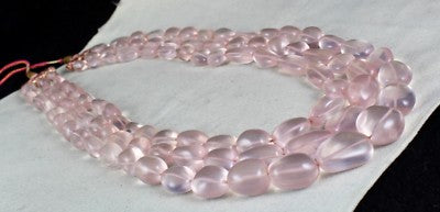 Certified Natural Rose Quartz 1415 Ct Beads Cabochon Pink Gemstone Necklace