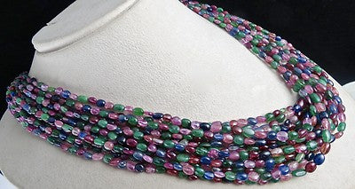 Certified Natural Emerald Ruby Blue Sapphire Spinel 995ct Vintage Necklace