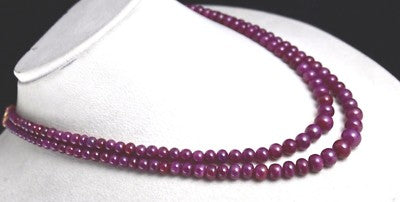 Certified Natural Ruby Round Beaded Necklace 425 Ct Red Gemstone Strings