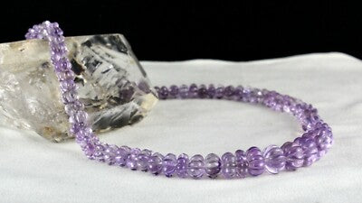 Natural Amethyst 379ct Carved Beads Sterling Silver Fashion Gemstone Necklace