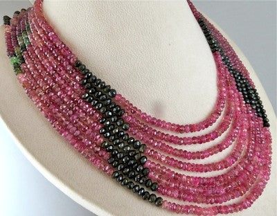 Certified Natural Multi Colour Tourmaline 835 Ct Faceted Round Gem Necklace
