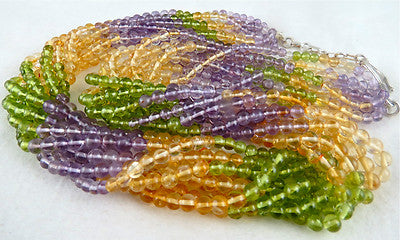 Natural Peridot 696ct Citrine Amethyst Round Beads Fashion Necklace For Women