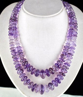 Certified Natural Amethyst Beads 1147 Ct Statement Necklace Purple Shaded