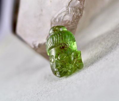 Natural Green Tourmaline Carved Buddha Head 14.14 Ct Loose Gemstone Ring Pendant
