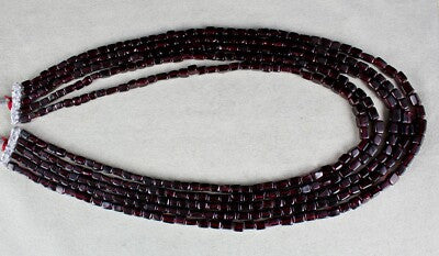 Natural Garnet 842 Ct Square Beads 5 Line Ladies Fashion Necklace