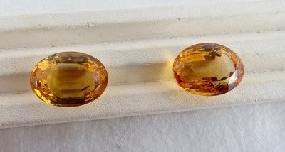 Top Natural Yellow Citrine Oval Cut 43ct Pair Gemstone For Earrings