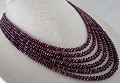 Certified Natural Untreated Ruby Beads Necklace 451 Carats Round 6 Line