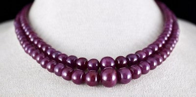 Certified Natural Ruby Beads Round 432 Ct Red Gemstone Necklace For Women