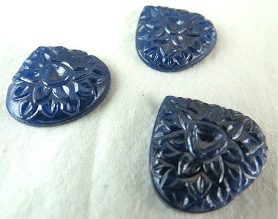 Certified Natural Blue Sapphire Carved Heart 65 Ct Earring Pendant Gemstone Set