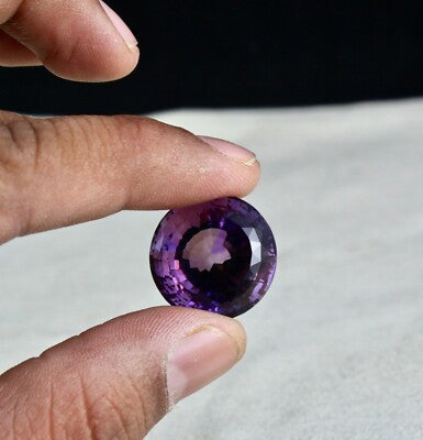22mm Natural Amethyst Round Pendant 43.90 Ct Semi-precious Gemstone For Women