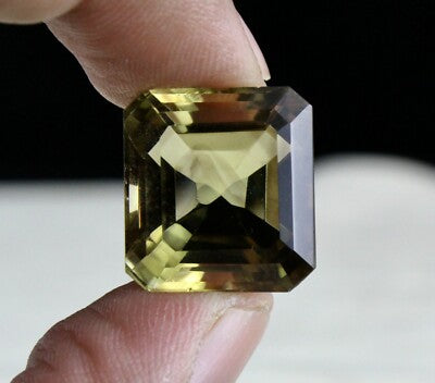 Natural Lemon Quartz Big Loose 17x18mm 26.42 Ct Square Cut Gemstone Pendant