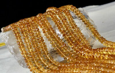 Certified Natural Yellow Citrine Faceted Beads Necklace 5 L 834 Ct For Women