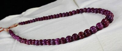 Certified Natural Unheat Ruby Carved 513ct Melon Gemstone Beads Necklace