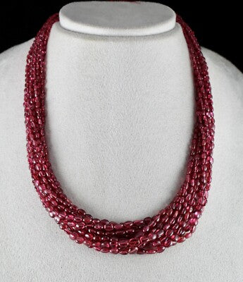 Certified Natural Spinel Beads Necklace 10 L 452 Ct Red Gemstone For Women