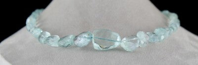 Certified Natural Aquamarine 470ct Faceted Beads Sterling Silver Necklace