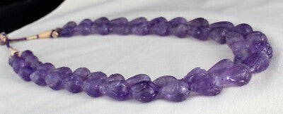 Certified Antique Natural Amethyst 688 Ct Beads Carved Pear Finest Necklace