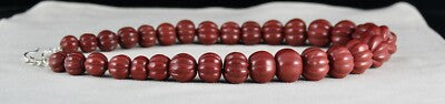 Red Jasper Melon Beads 22mm 882 Ct Sterling Silver Fashion Necklace
