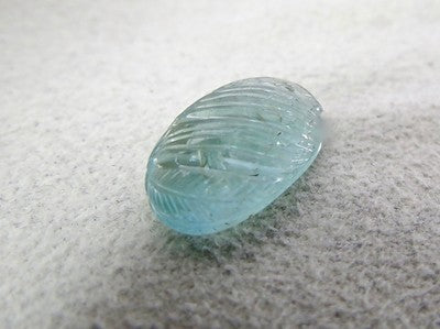 Natural Blue Aquamarine Beryl 19x12mm Carved Gemstone 14.09ct For Ring Pendant
